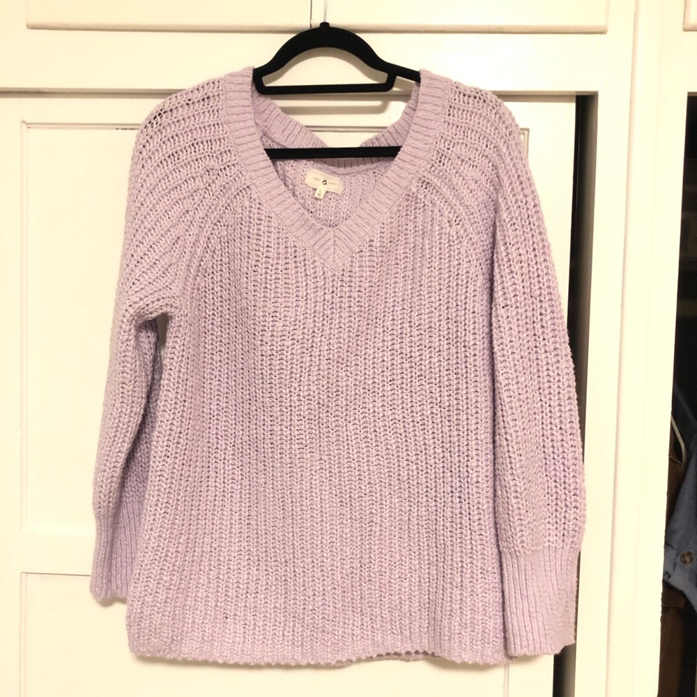 Lou & Grey Lavender Slouchy VNeck sweater. Size L